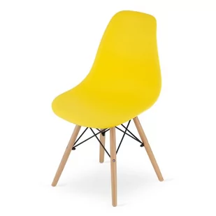 ŻÓŁTE KRZESŁO MODERN DREWNIANE NOGI POLIPROPYLEN ZESTAW 4 SZTUKI - Krzesła - miniaturka - grafika 1