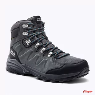 Buty trekkingowe Jack Wolfskin REFUGIO TEXAPORE MID M GREY/BLACK - Buty trekkingowe męskie - miniaturka - grafika 1