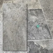 Kostki brukowe i krawężniki - Tiles Tawertyn Silver Premium Bębnowany Szlif 61x40,6x1,2 cm - miniaturka - grafika 1