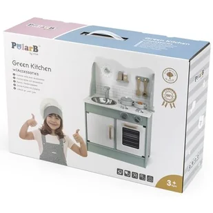 VIGA 44048 PolarB Kuchnia z akcesoriami eco mint - Zabawki AGD - miniaturka - grafika 1