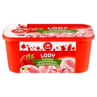 Carrefour Classic Lody o smaku śmietankowo-truskawkowym 1 l - Lody i desery lodowe - miniaturka - grafika 1