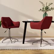 Krzesła - shumee Obrotowe krzesła stołowe 2 szt. winna czerwień obite tkaniną - miniaturka - grafika 1