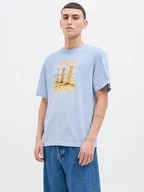 Koszulki męskie - Jack & Jones Koszulka "Porto" w kolorze błękitnym - miniaturka - grafika 1