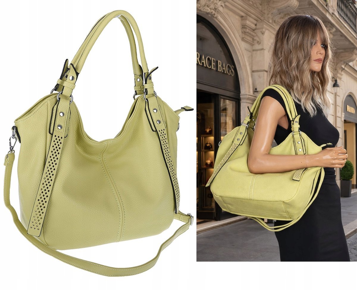 Torebka damska shopper worek listonoszka pojemna na ramię LH6004 Żółta