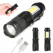 Latarki - Latarka Led Akumulatorowa Taktyczna Zoom Usb - miniaturka - grafika 1
