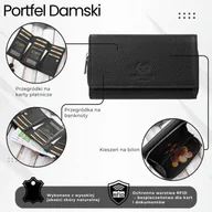 Portfele - Portfel damski duży czarny ze skóry naturalnej pojemny Paolo Peruzzi T-138-BL - miniaturka - grafika 1