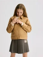 Kurtki i płaszcze dla dziewczynek - Reserved - Krótka kurtka z imitacji zamszu - beżowy - miniaturka - grafika 1
