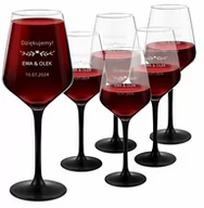 Kieliszki - Murrano Kieliszki rubin z czarną nóżką x6 z grawerem dla winiarza 6xSKI-RB-BK-021 - miniaturka - grafika 1