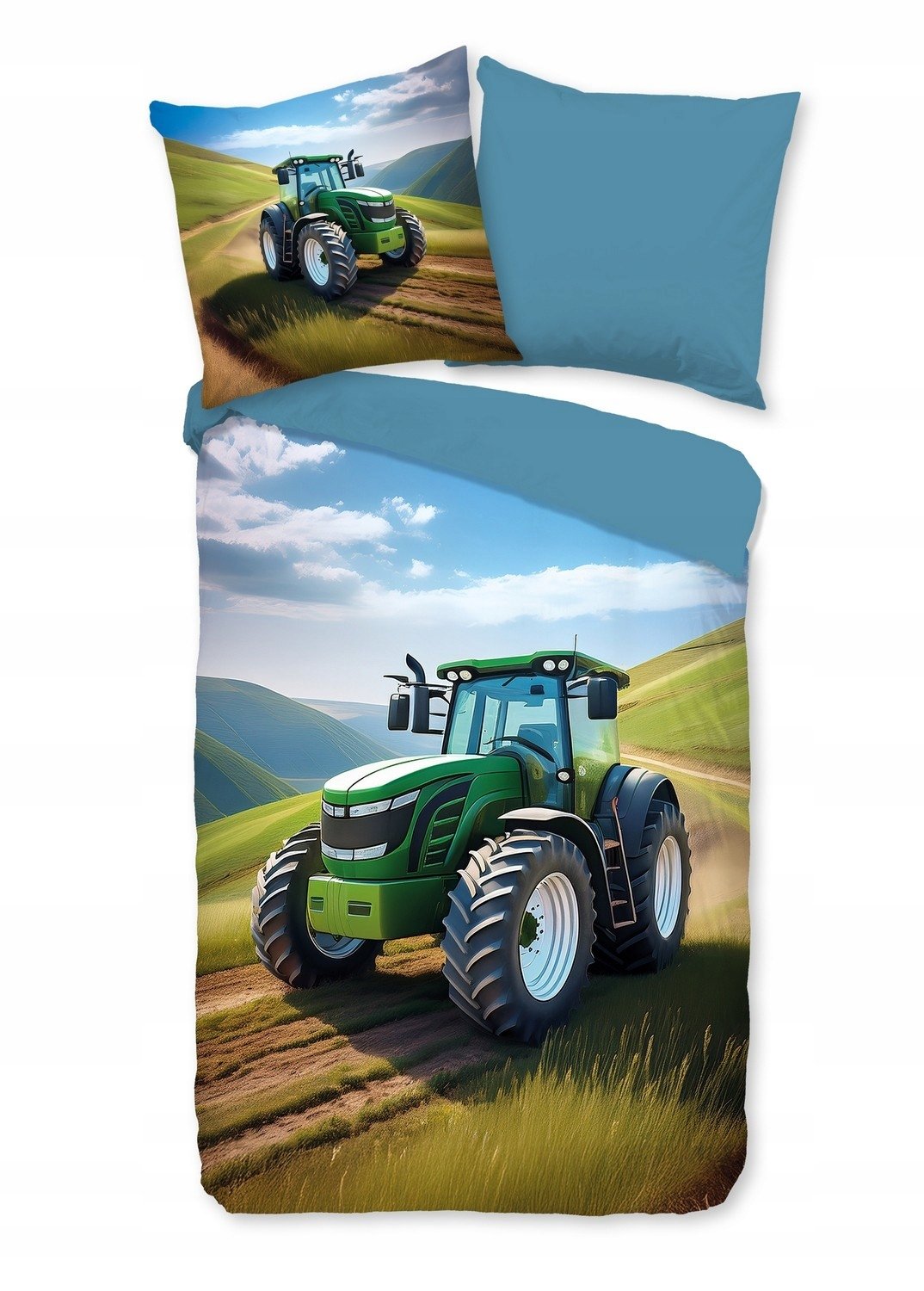 Pościel traktor zielony 135x200 pole góry dwustronna bawełniana dziecięca