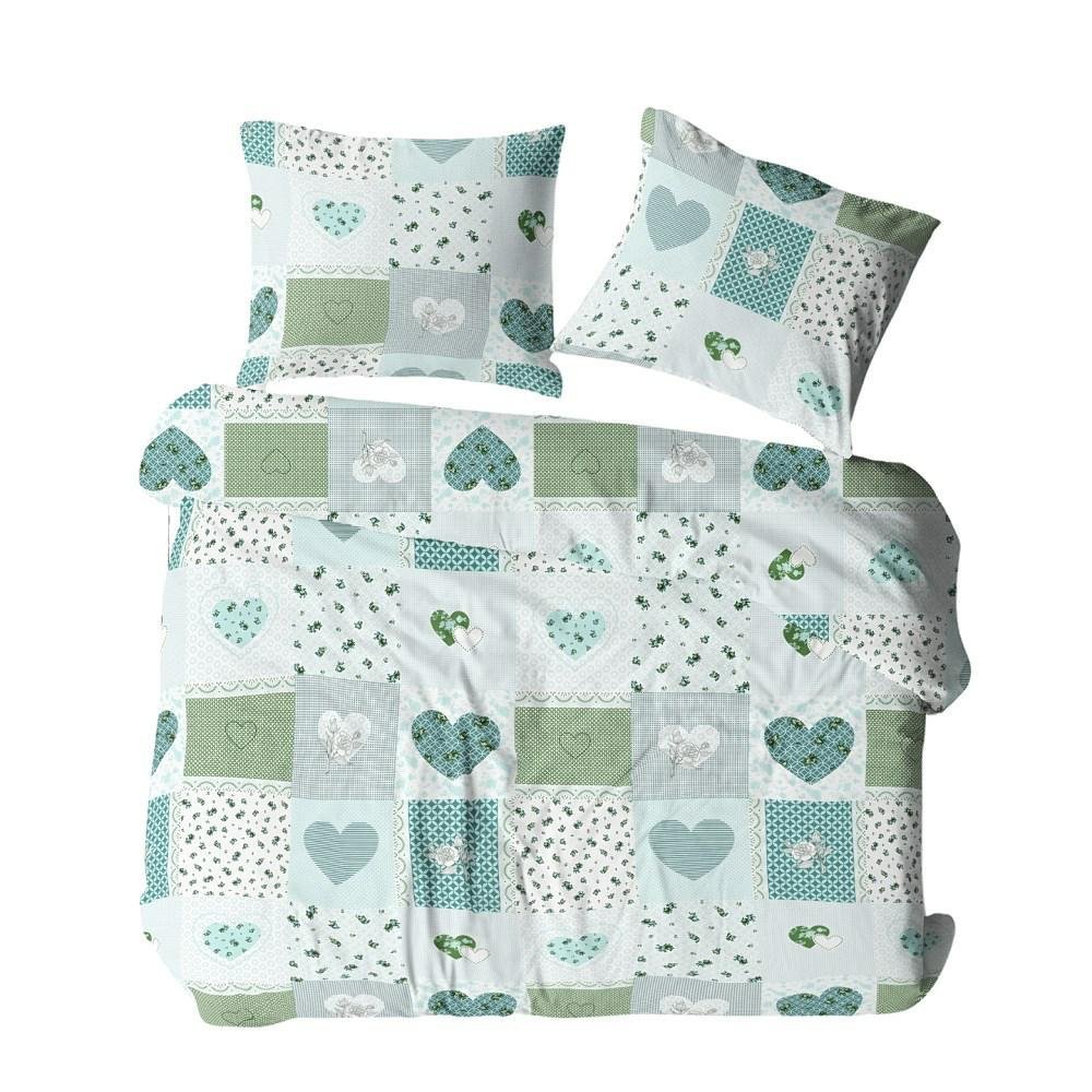 Pościel z kory 140x200 turkusowa paczłork kratka serca Bielawa KARO