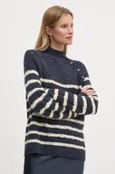 Swetry damskie - Pepe Jeans sweter z domieszką wełny HELA damski kolor granatowy lekki z półgolfem PL702234 - miniaturka - grafika 1