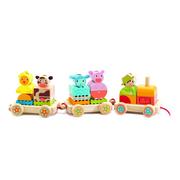 Zabawki interaktywne dla dzieci - Dziecięcy drewniany pociąg Djeco FarmTrain - miniaturka - grafika 1