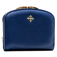 Portfele - Damski portfel eko Milano Design modna portmonetka na zatrzask bigiel na karty, granatowy - miniaturka - grafika 1