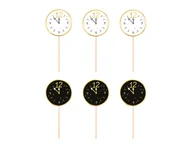 Ciasta i półprodukty do ciast - Pikery sylwestrowe na babeczki Zegary Happy New Year - 6 szt. - miniaturka - grafika 1