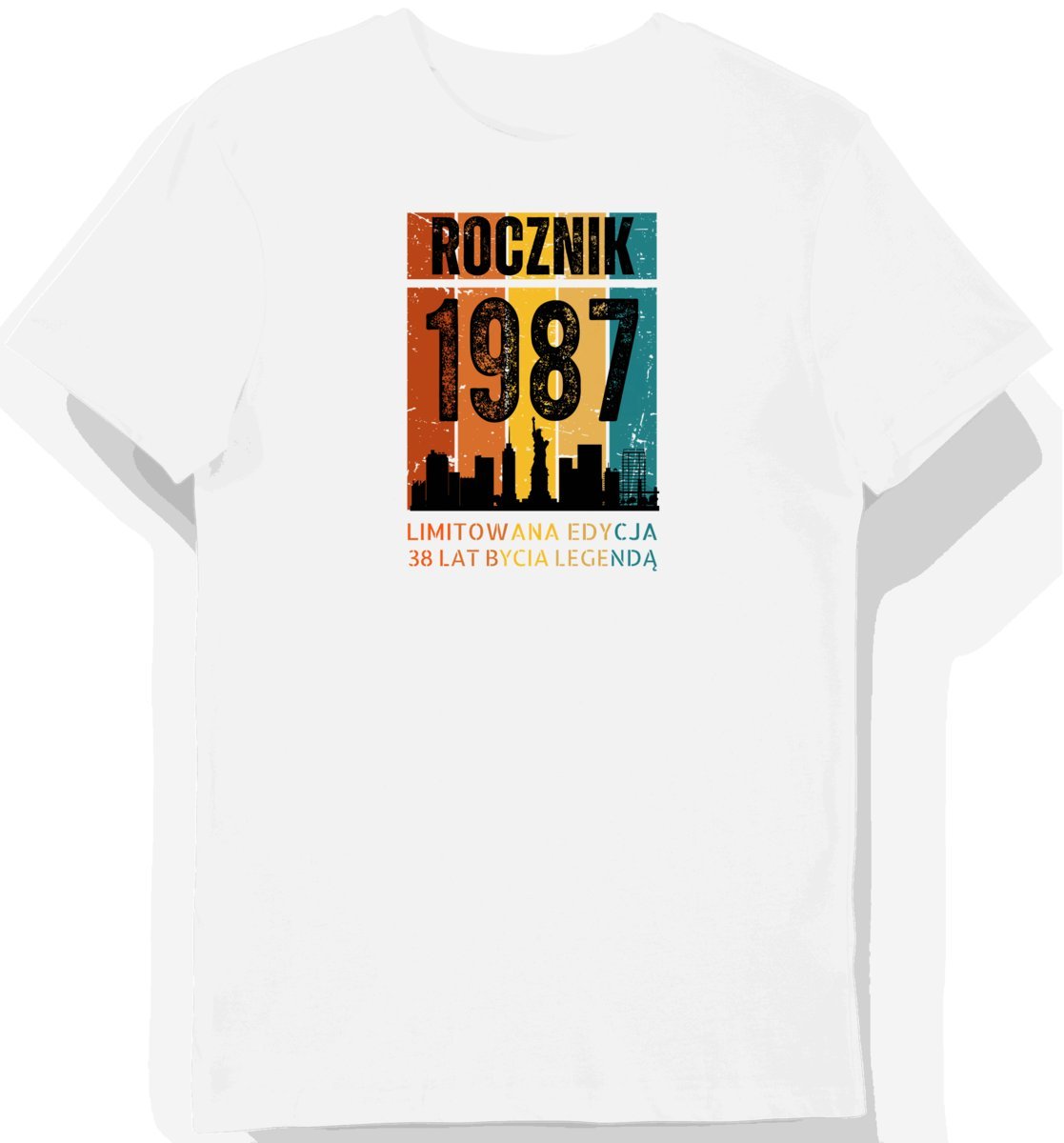 Koszulka męska biała 1987 urodziny 38 lat prezent M