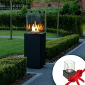 Ogrzewacze tarasowe - Ogrzewacz Gazowy Patio Mini Czarny + Biokominek - miniaturka - grafika 1