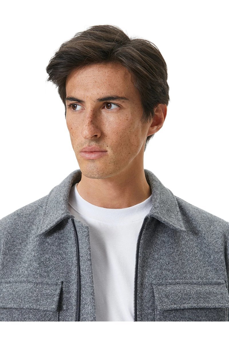 KOTON SZARA KURTKA MĘSKA Z KLAPAMI I ZAMKIEM DO BIODER XL 5DA