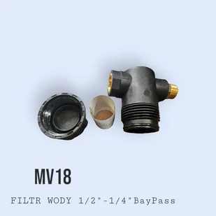 Filtr Wody MV18 G1/2"F-G1/2M + BayPass 1/4"F (wyjście na manometr) max.przepływ 30l/min max.ciśnie 10bar - Akcesoria do myjek - miniaturka - grafika 1