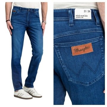 Spodnie Jeansowe Męskie Wrangler Texas Slim Fit Niebieskie W34 L30
