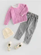 Bluzy dla dziewczynek - Reserved - Sweter z ozdobym splotem - fioletowy - miniaturka - grafika 1