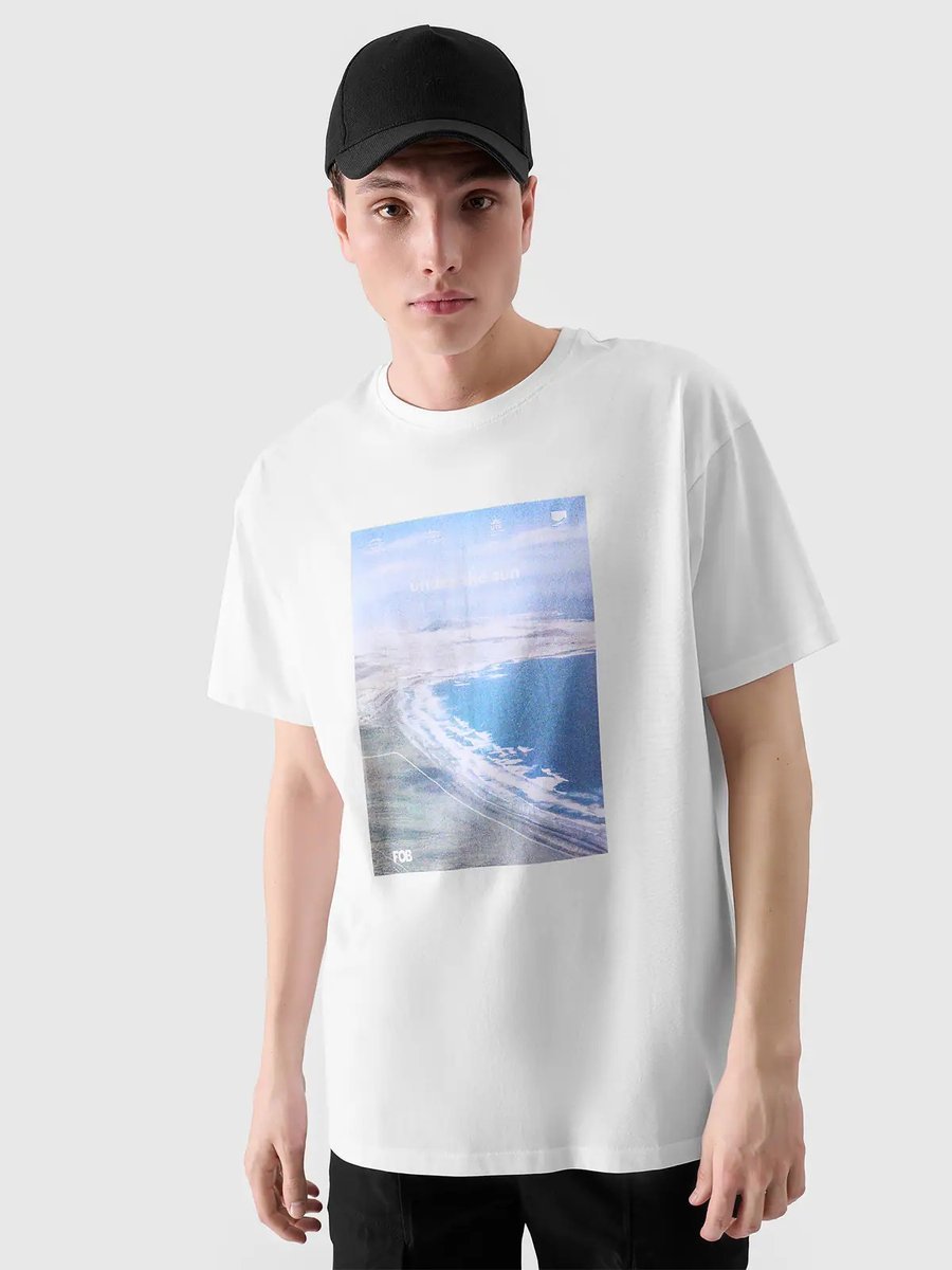 4F T-shirt męski bawełniany 4FRSS24TTSHM2132-10S Biały Roz. XL