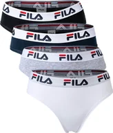 Majtki damskie - Majtki damskie FILA - 4-pak majtek, logo w pasie, bawełniany stretch, jednokolorowe biały/czarny/szary/granatowy XL - miniaturka - grafika 1