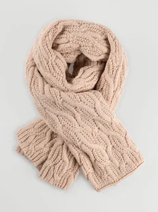Beżowy szalik z grubym splotem - Apaszki i szaliki damskie - miniaturka - grafika 1
