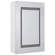 Szafki łazienkowe - Beliani Szafka łazienkowa wisząca z lustrem LED 40 x 60 cm biała MALASPINA - miniaturka - grafika 1