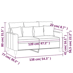 Sofa 2-osobowa, brązowy, 120 cm, tapicerowana aksamitem - Sofy i kanapy - miniaturka - grafika 9