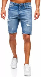 Niebieskie krótkie spodenki jeansowe męskie Denley 0366 - Spodenki męskie - miniaturka - grafika 1