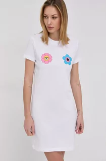 Sukienki - Chiara Ferragni Ferragni Sukienka bawełniana kolor biały mini dopasowana - grafika 1