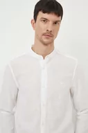 Koszule męskie - Calvin Klein koszula lniana kolor biały regular ze stójką - miniaturka - grafika 1