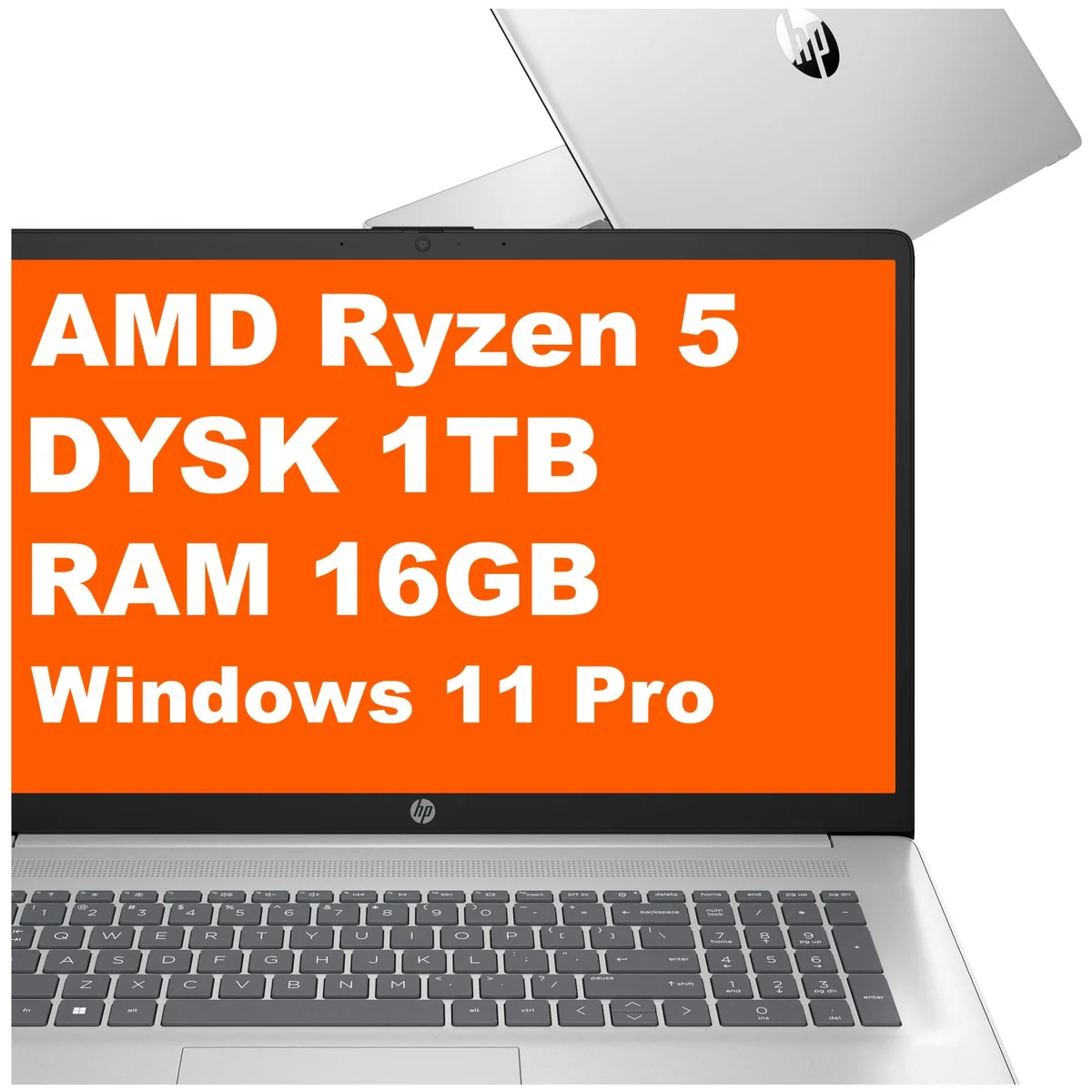 HP 17-cp3401nr / C17A9UA / AMD Ryzen 5 / 16GB / 1TB / AMD Radeon / FullHD / Win 11 Pro / Srebrny C17A9UA_16GB_1000SSD_W11P