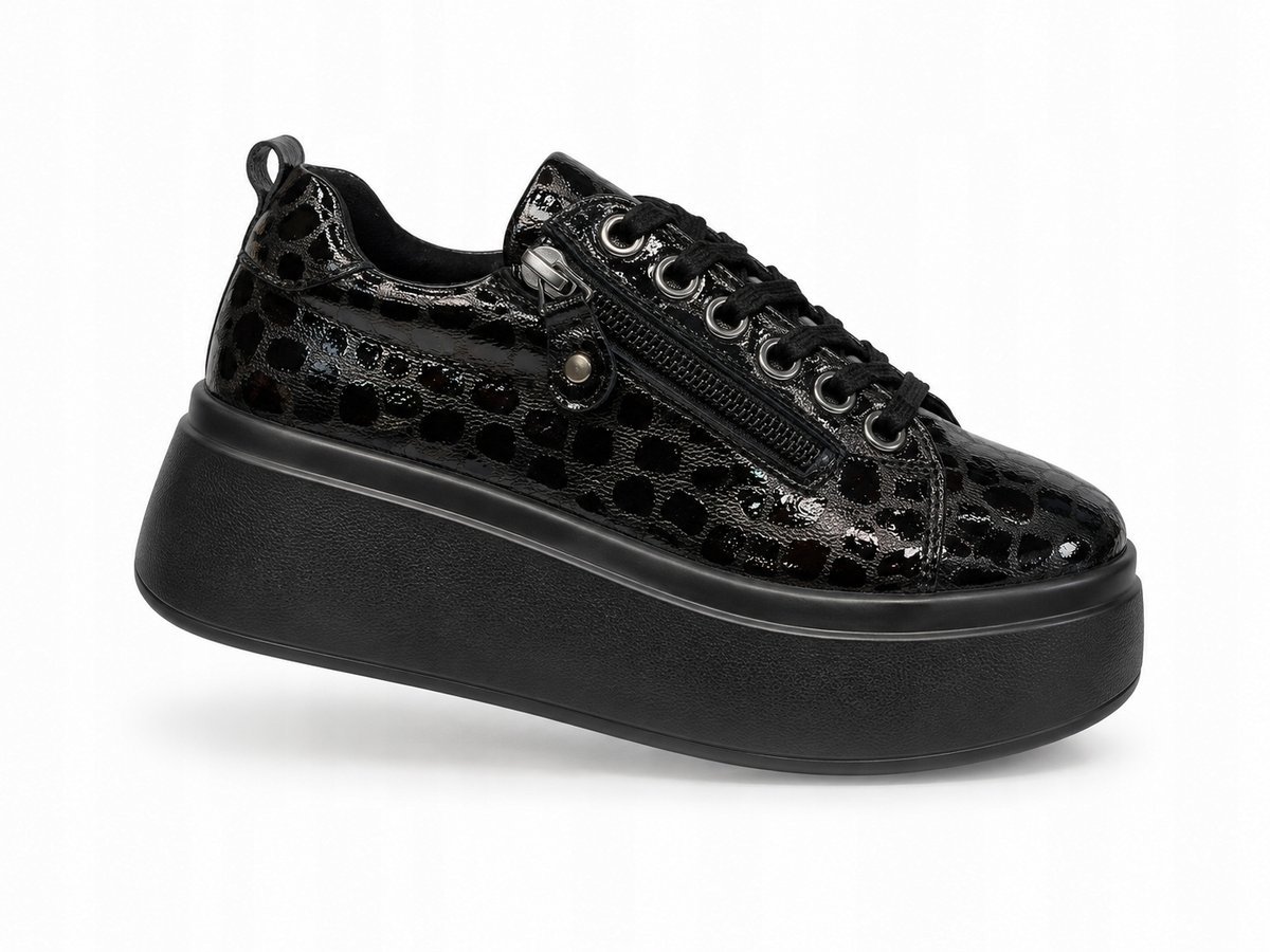 Sneakersy damskie sportowe GOODIN półbuty lakier skóra czarne lekkie 40