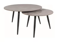 Ławy i stoliki kawowe - Podwójny stolik kawowy KORA C szary efekt marmuru/czarny - miniaturka - grafika 1
