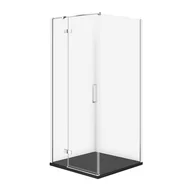 Kabiny prysznicowe - Kabina Prysznicowa Cersanit Jota 80X80X195 kwadratowa lewa transparentny brodzik Tako Slim 4cm czarny Mat  S601-331 - miniaturka - grafika 1