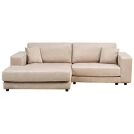 Narożniki - BELIANI Narożnik prawostronny 3-osobowy beżowy welurowy tapicerowany sofa narożna dodatkowe poduszki minimalistyczny styl - miniaturka - grafika 1