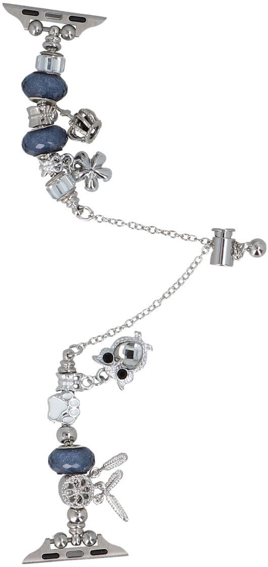 GlacierX bransoleta do smartwatcha Slider Clasp Beaded Charm Bracelet Nightfall Silver do Apple Watch 38/40/41mm Srebrno-granatowa