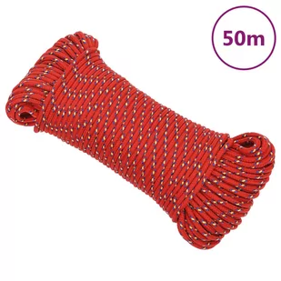 vidaXL Linka żeglarska, czerwona, 3 mm, 50 m, polipropylen - Żeglarstwo - miniaturka - grafika 1