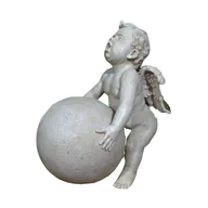 Figurki dekoracyjne - Biały Anioł Dźwigający Kulę - Figurka Dekoracyjna - miniaturka - grafika 1