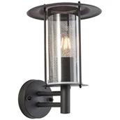 Lampy ogrodowe - Brilliant Lamp Detroit zewnętrzny kinkiet na matowej czarnej metalowej/czarnej szklanej podstawie 1x A60, E27, 20 W - miniaturka - grafika 1