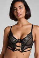 Biustonosze - Hunkemöller Nieusztywniany długi biustonosz z fiszbinami Scarlett Czarny - miniaturka - grafika 1