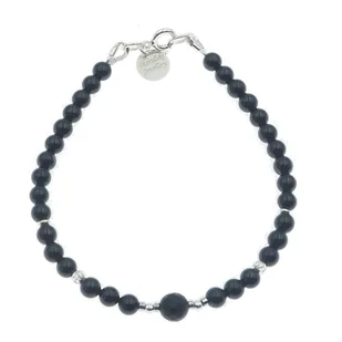 Skorulski Jewellery, Bransoletka, Turmalin czarny, Onyks i srebro-18,5 cm - Bransoletki - miniaturka - grafika 1