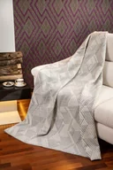 Koce - Koc bawełniany akrylowy 150x200 1382/1 szary jasny zygzak narzuta pled - miniaturka - grafika 1