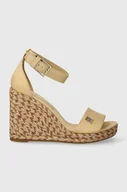 Sandały damskie - Tommy Hilfiger sandały COLORFUL HIGH WEDGE SATIN SANDAL kolor beżowy FW0FW07914 - miniaturka - grafika 1