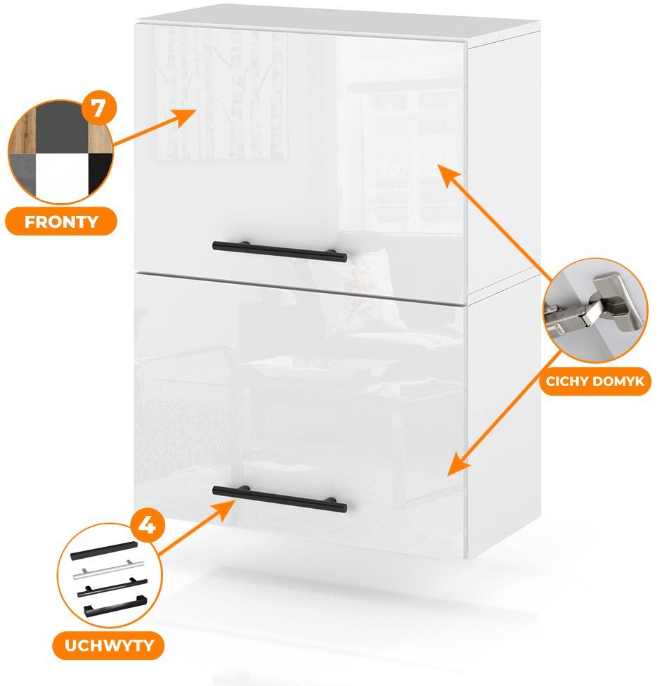 Szafka Kuchenna Wisząca Klapowa Modułowa 50cm Spremium Biały Połysk