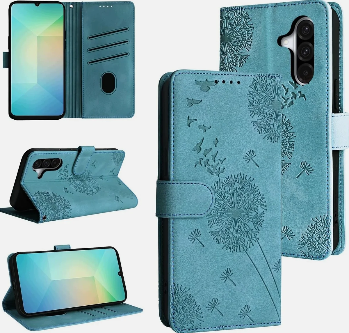ETUI TELEFON ETUI Z KLAPKA PORTFEL SKORA PU NIEBIESKIE KWIATOWY DESIGN