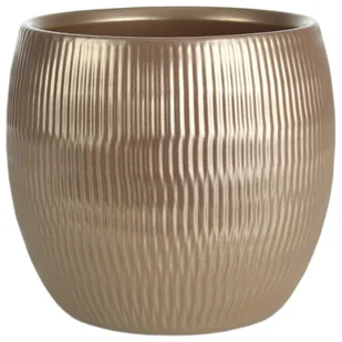 Cermax Osłonka doniczki ceramiczna Plisse 15 cm perłowo-złota - Donice - miniaturka - grafika 1