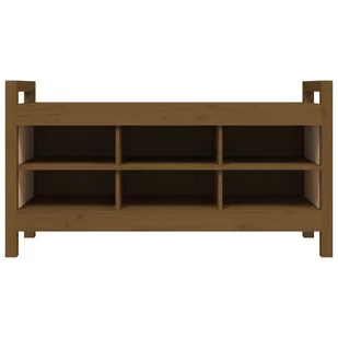 Ławka do przedpokoju, miodowy brąz, 110x40x60cm, drewno sosnowe - Ławki do przedpokoju - miniaturka - grafika 4