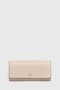Portfele - Furla portfel skórzany damski kolor beżowy - grafika 1